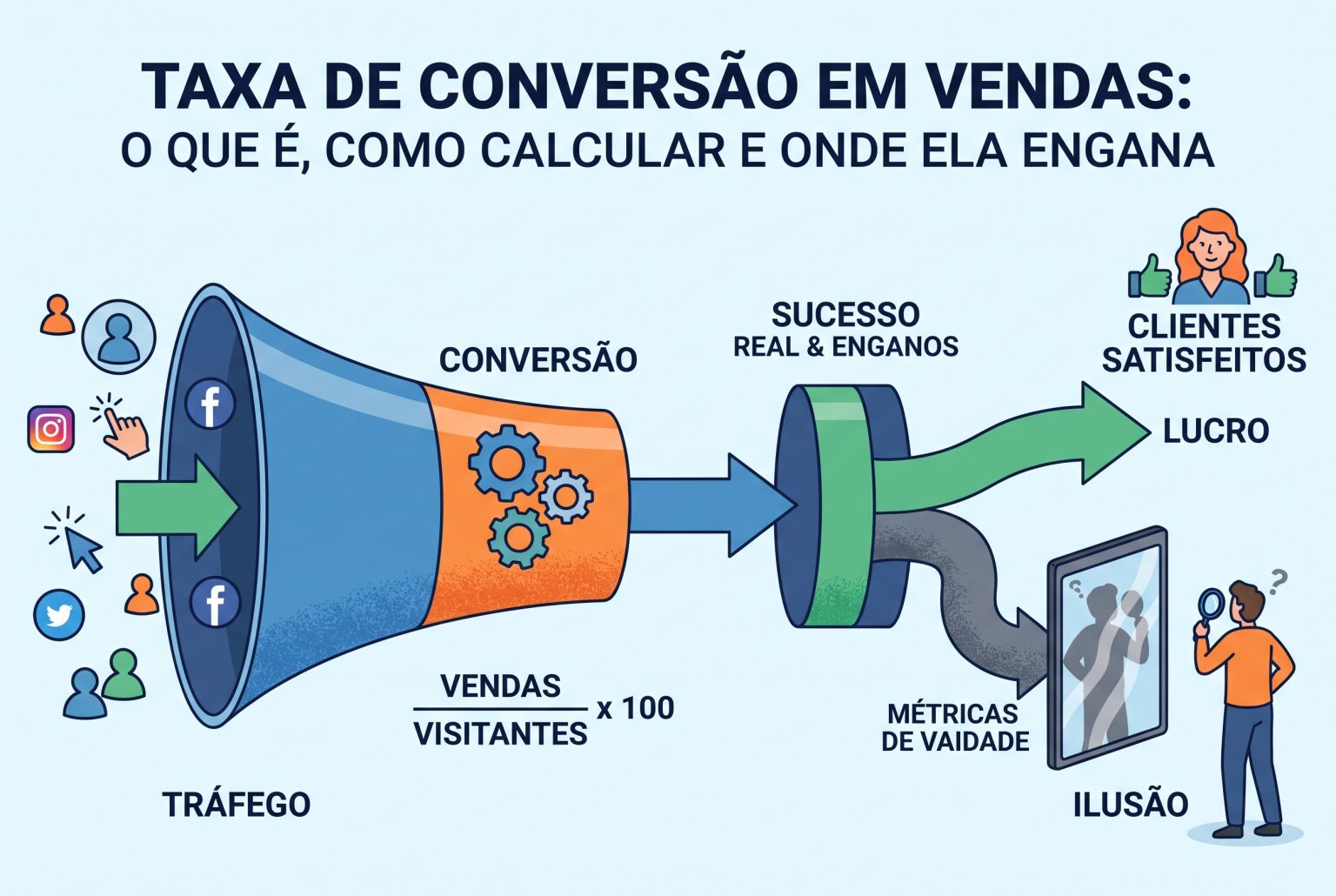 Imagem de capa do artigo Taxa de conversão em vendas: o que é, como calcular e onde ela engana