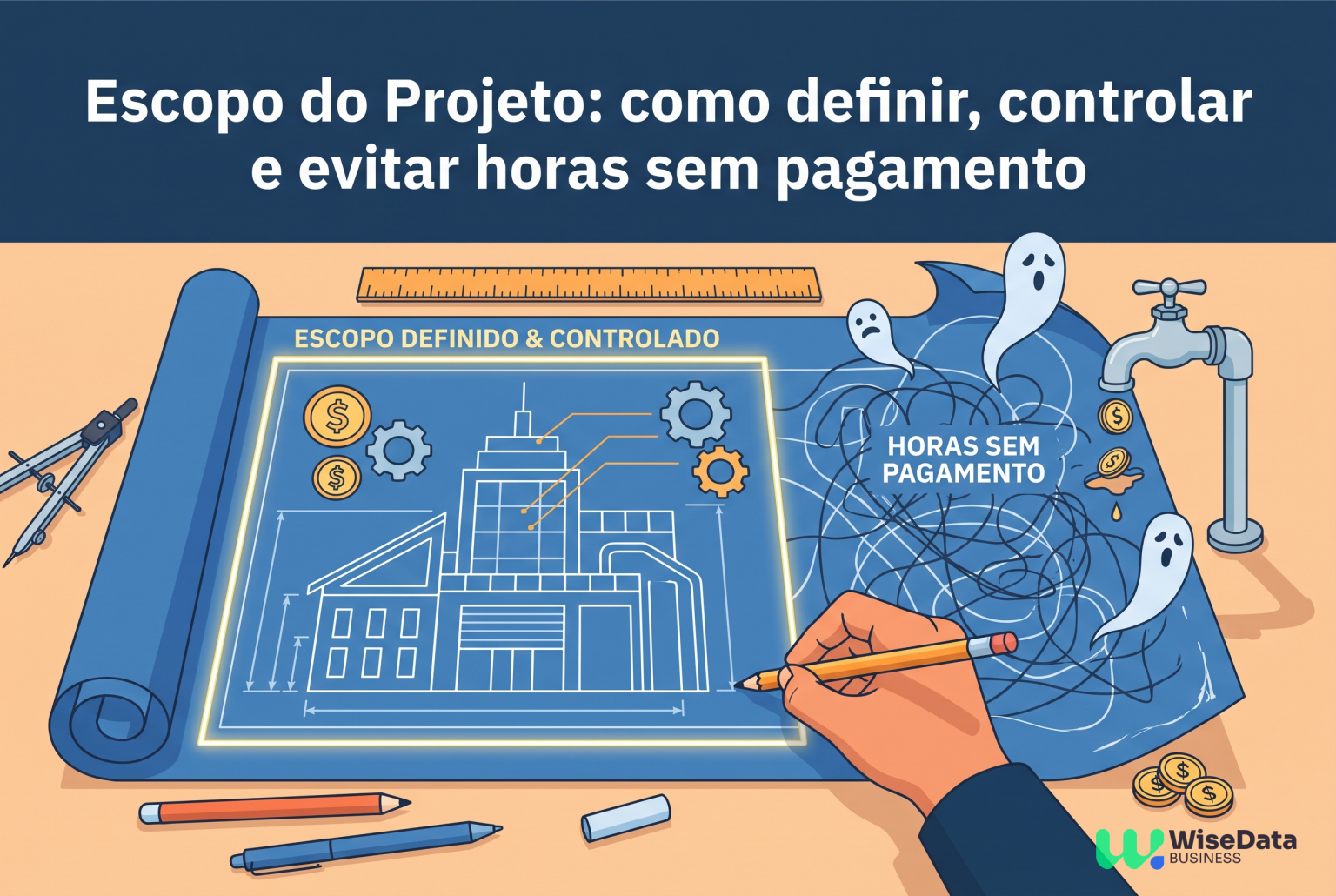Imagem de capa do artigo Escopo do projeto: como definir, controlar e evitar horas sem pagamento